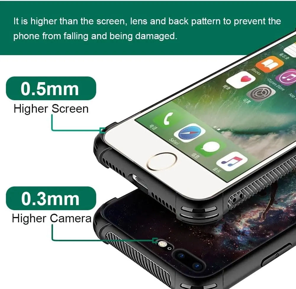 CARLOCA Compatible with iPhone 8/7/SE 2 3 Case,Ballerina Dancing in Space Pattern Ultra Protection Shockproof Soft Silicone TPU Non-Slip Back for iPhone 8/7/SE 2 3