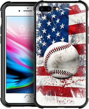 CARLOCA Compatible with iPhone 8/7/SE 2 3 Case,Baseball American Flag Pattern Ultra Protection Shockproof Soft Silicone TPU Non-Slip Back for iPhone 8/7/SE 2 3