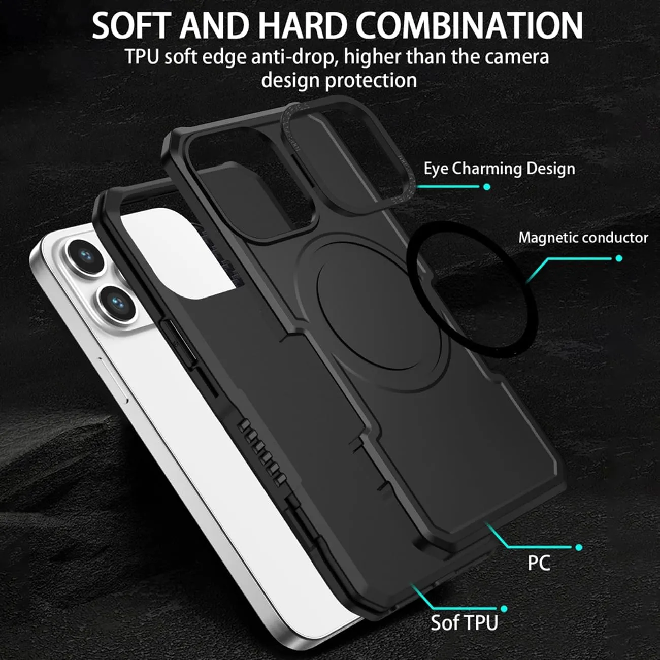 Case for Galaxy S21 5G Case, Samsung S21 SM-G991U with Tempered Glass Screen Protector, [Compatible with MagSafe] Military-Grade Shockproof Protective Phone Cover for Samsung Galaxy S21 Black