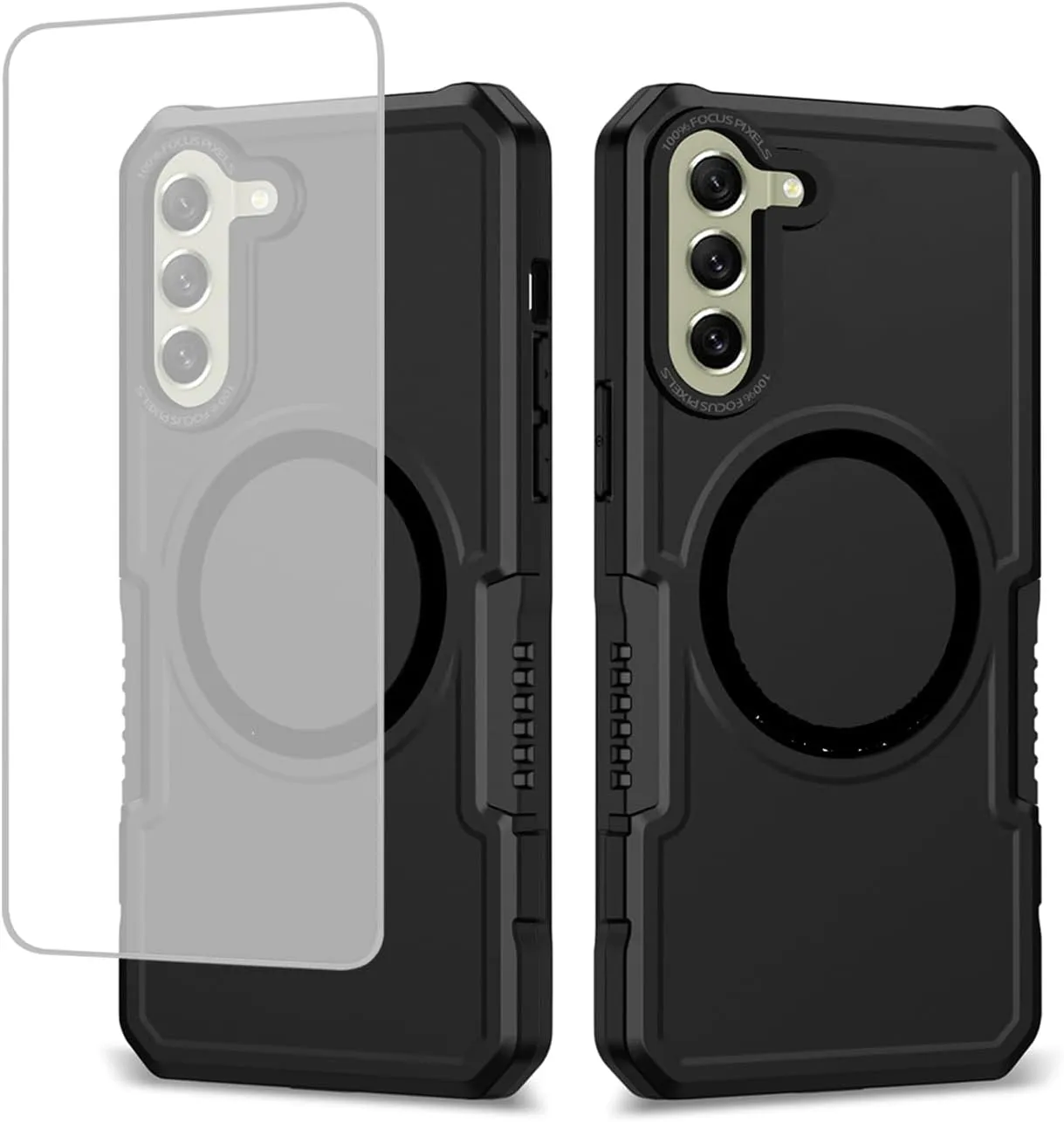 Case for Galaxy S21 5G Case, Samsung S21 SM-G991U with Tempered Glass Screen Protector, [Compatible with MagSafe] Military-Grade Shockproof Protective Phone Cover for Samsung Galaxy S21 Black