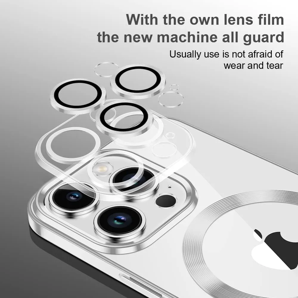 Case for iPhone 13 Case Magnetic Clear Phone Case with MagSafe Wireless Charging Dustproof Camera Lens Protector Slim Back Cover Full Body Shockproof Cover for iPhone 13 Silver CX