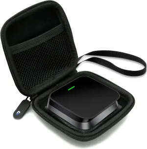 CASEMATIX Protective Travel Case Compatible with Wireless Android Auto and Wireless CarPlay Adapters Up to 3" x 3" Sizing - Hard Shell Carrier with Wrist Strap and Reinforced Zipper