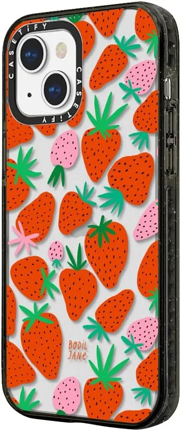 CASETiFY Impact iPhone 13 Case [6.6ft Drop Protection] - Strawberries - Clear Black