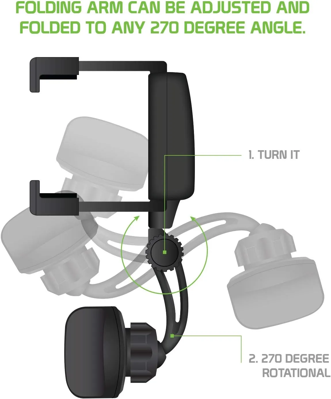 Cellet Vehicle Rear View Mirror Phone Holder Mount Universal Smartphone Cradle Compatible to Apple iPhone, Samsung Galaxy Smartphones, Google Pixel, Moto, Google Map GPS Navigation, Dash Cam Mount