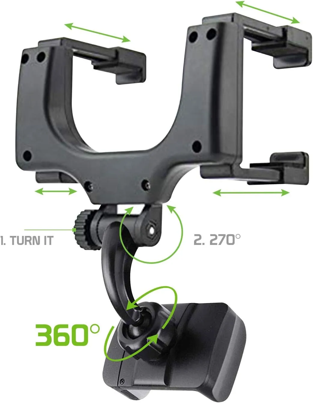 Cellet Vehicle Rear View Mirror Phone Holder Mount Universal Smartphone Cradle Compatible to Apple iPhone, Samsung Galaxy Smartphones, Google Pixel, Moto, Google Map GPS Navigation, Dash Cam Mount
