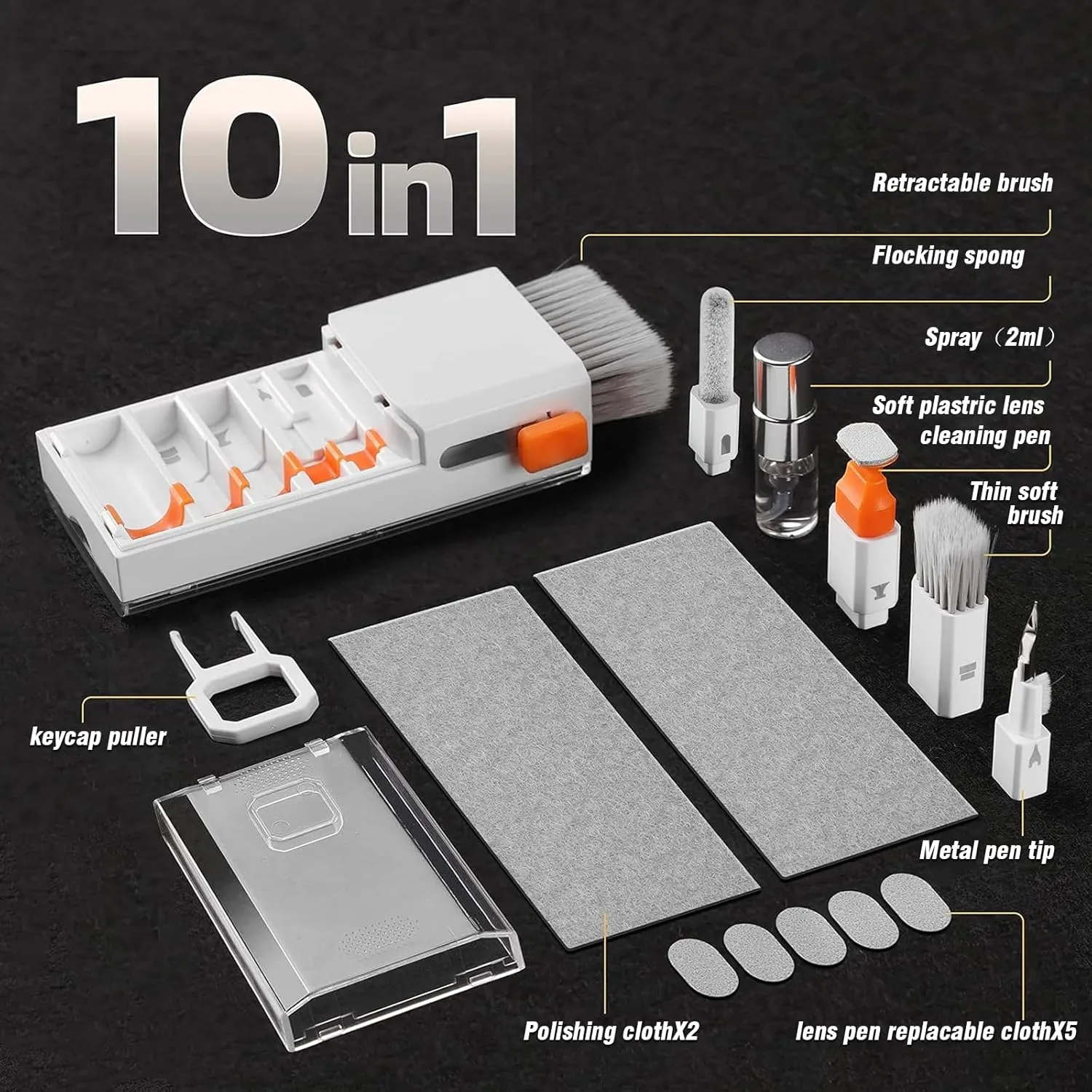 Cleaner Kit for Airpods, Earbuds Cleaning kit for Airpods Pro 1 2 3, Phone Cleaner kit with Brush for Bluetooth Earbuds Cleaner, Wireless Earphones,iPhone,Laptop, Camera (Pro White)