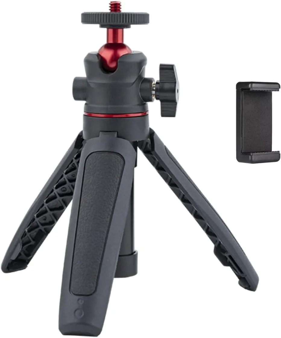 Compact 3-Section Extendable Tripod with Ball Head - Portable Desktop Stand for Smartphones, Cameras & Live Streaming