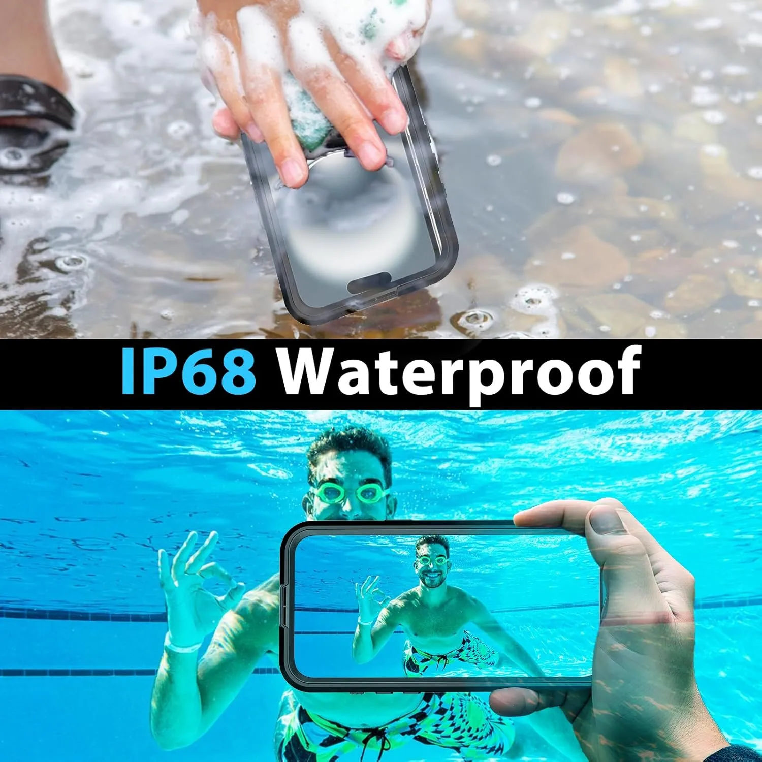 Compatible with iPhone 16 Plus Waterproof Case, Shockproof Phone Case with Built in Screen Protector, Full Body Protective Case for iPhone 16 Plus 6.7 inch 2024 (Black, 16 Plus)