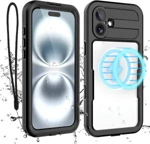 Compatible with iPhone 16 Plus Waterproof Case, Shockproof Phone Case with Built in Screen Protector, Full Body Protective Case for iPhone 16 Plus 6.7 inch 2024 (Black, 16 Plus)