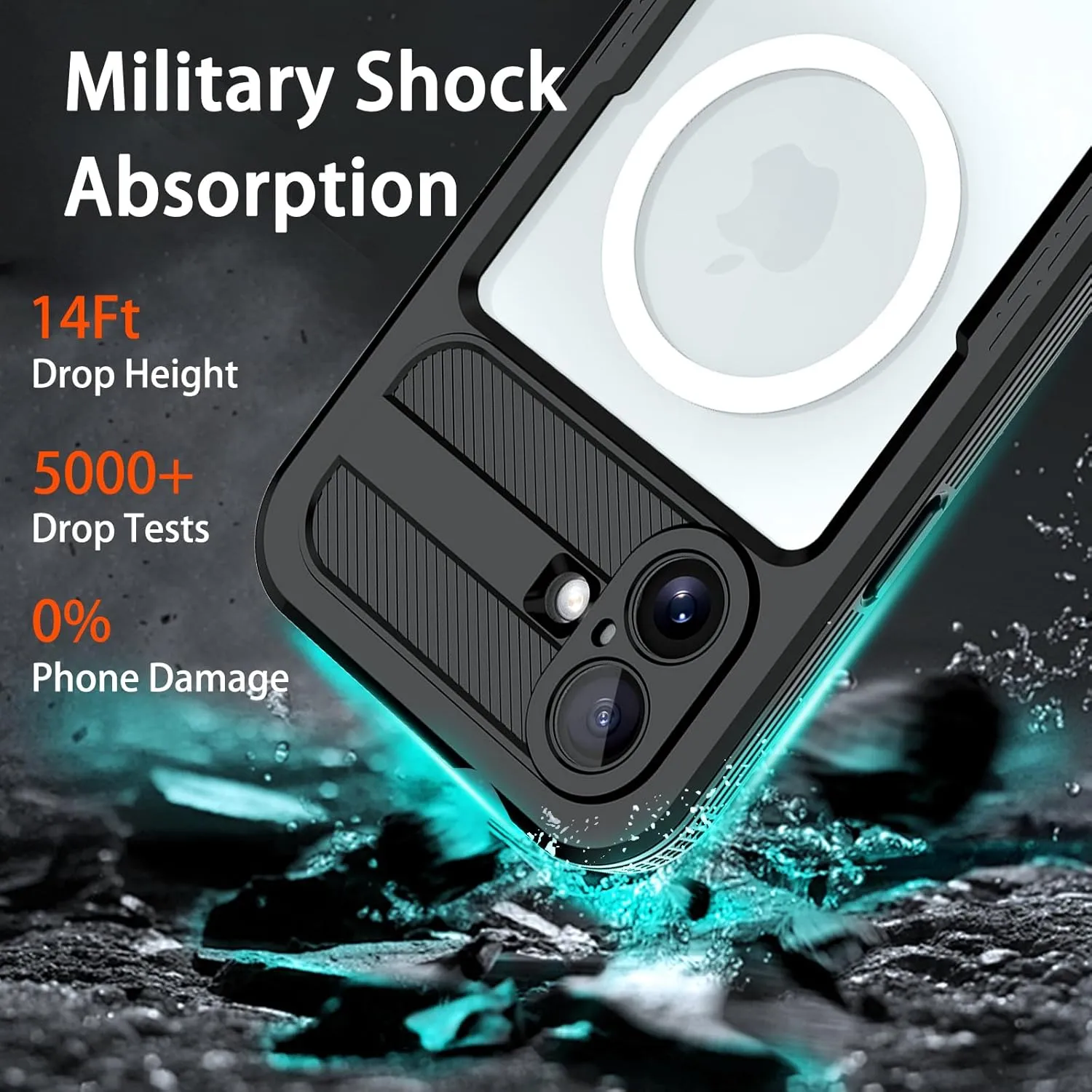 Compatible with iPhone 16 Plus Waterproof Case, Shockproof Phone Case with Built in Screen Protector, Full Body Protective Case for iPhone 16 Plus 6.7 inch 2024 (Black, 16 Plus)