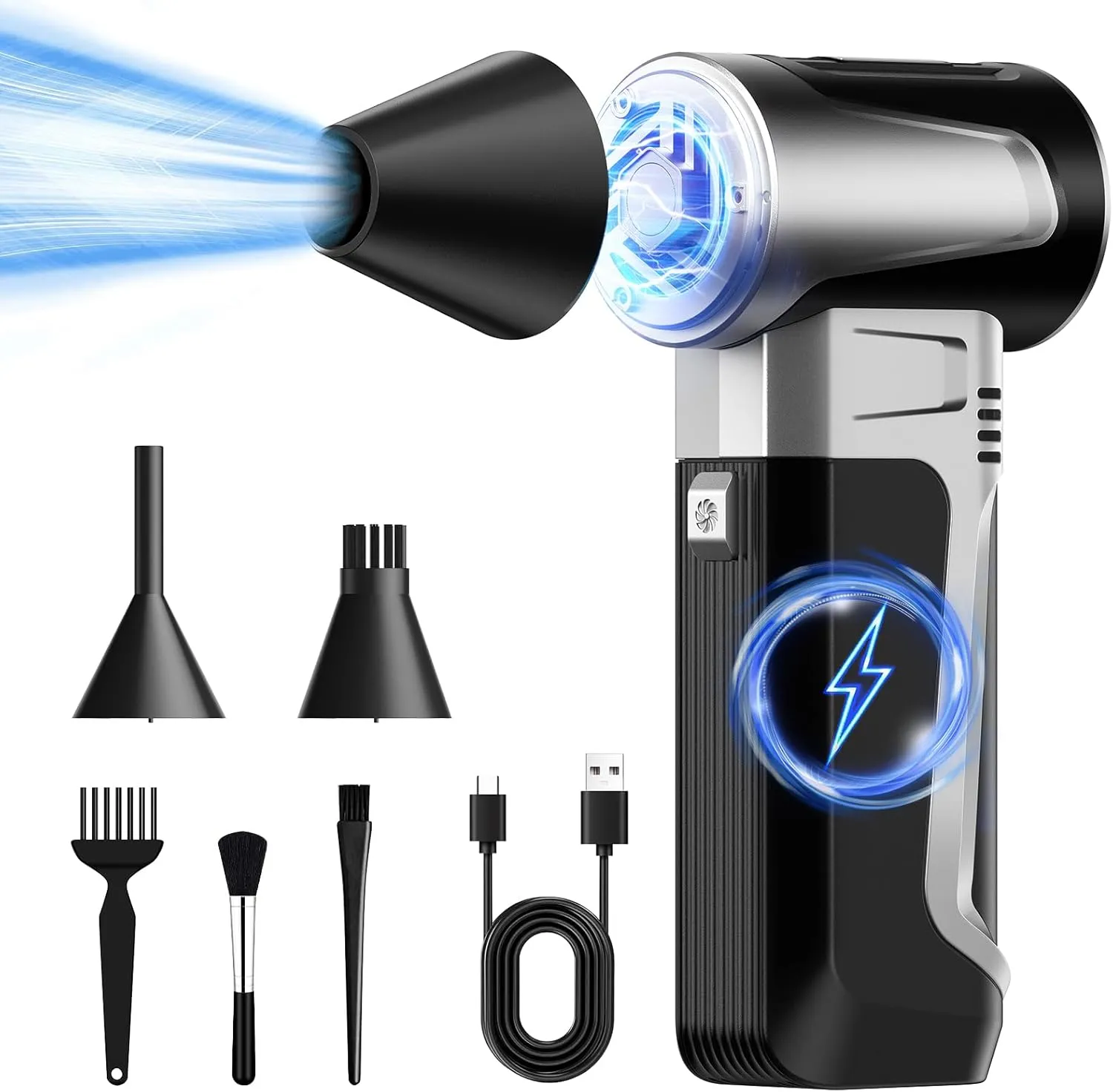 Compressed Air Duster Electric Air Duster Blower Rechargeable 180000RPM with 3 Gear Adjustable Compressed Air Blower Mini Blower Electric for Keyboard PC Home Cleaning Outdoor Car Cleaning