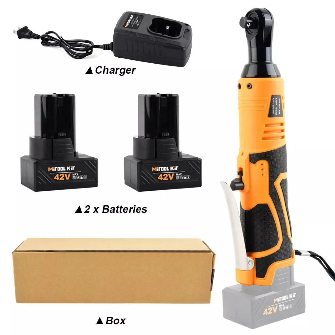 Cordless 3/8" Ratchet Wrench, 42V High-Torque Tool with Dual Batteries
