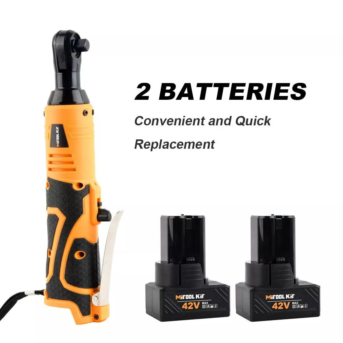 Cordless 3/8" Ratchet Wrench, 42V High-Torque Tool with Dual Batteries