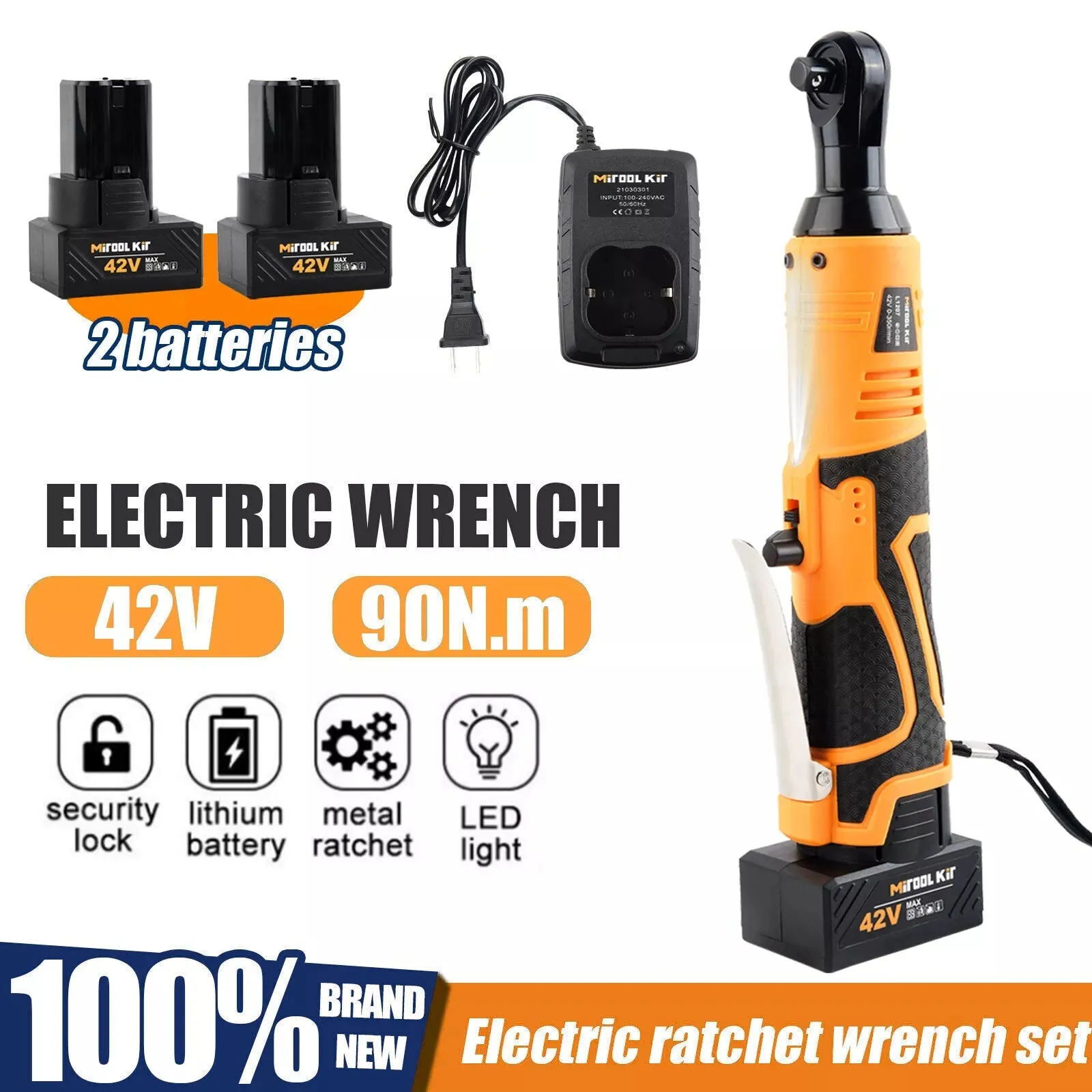 Cordless 3/8" Ratchet Wrench, 42V High-Torque Tool with Dual Batteries