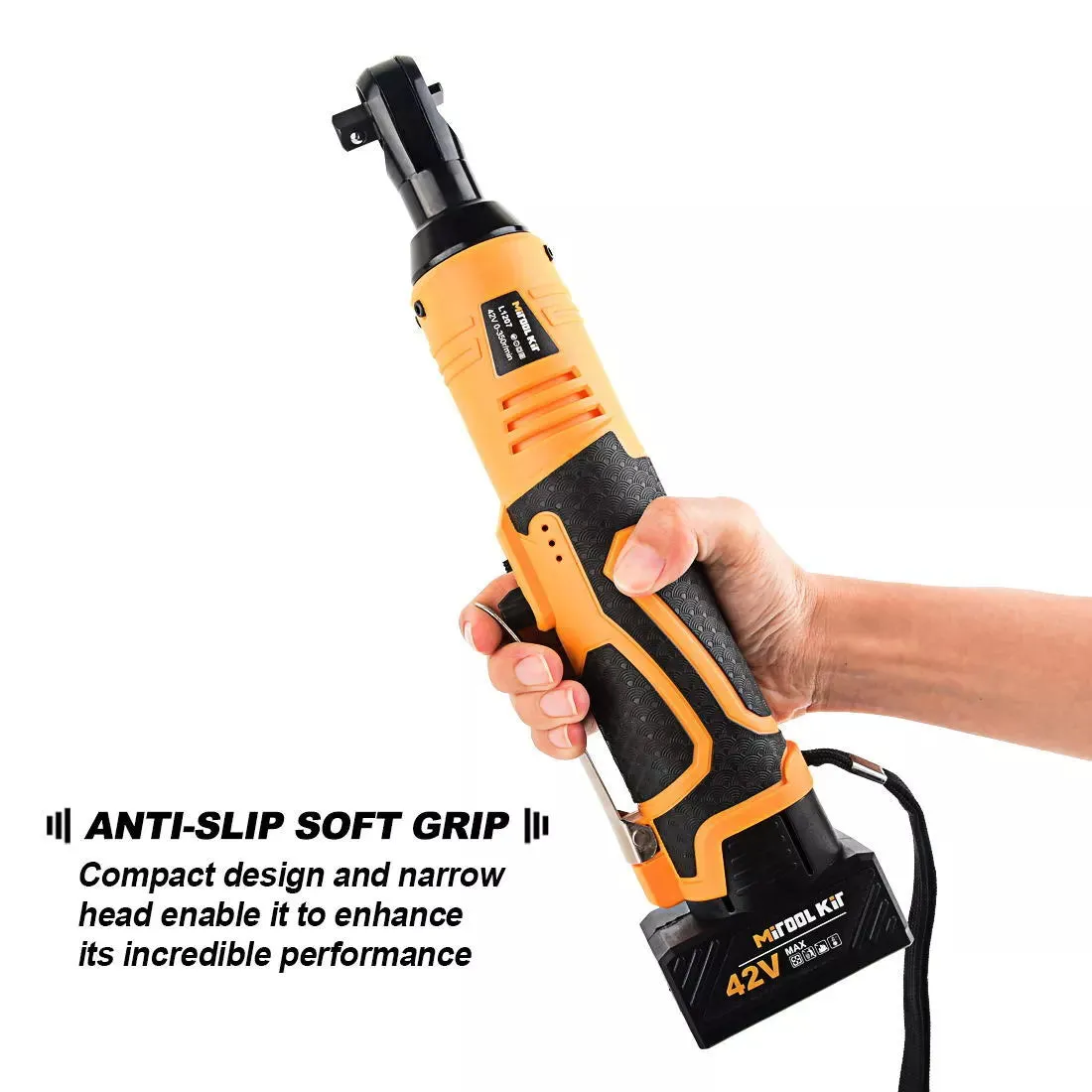 Cordless 3/8" Ratchet Wrench, 42V High-Torque Tool with Dual Batteries