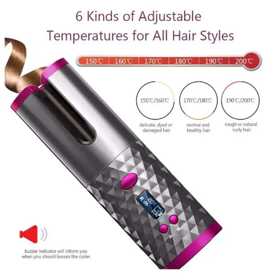 Cordless Auto Rotating Waver Hair Curling Iron