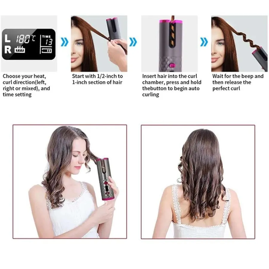 Cordless Auto Rotating Waver Hair Curling Iron