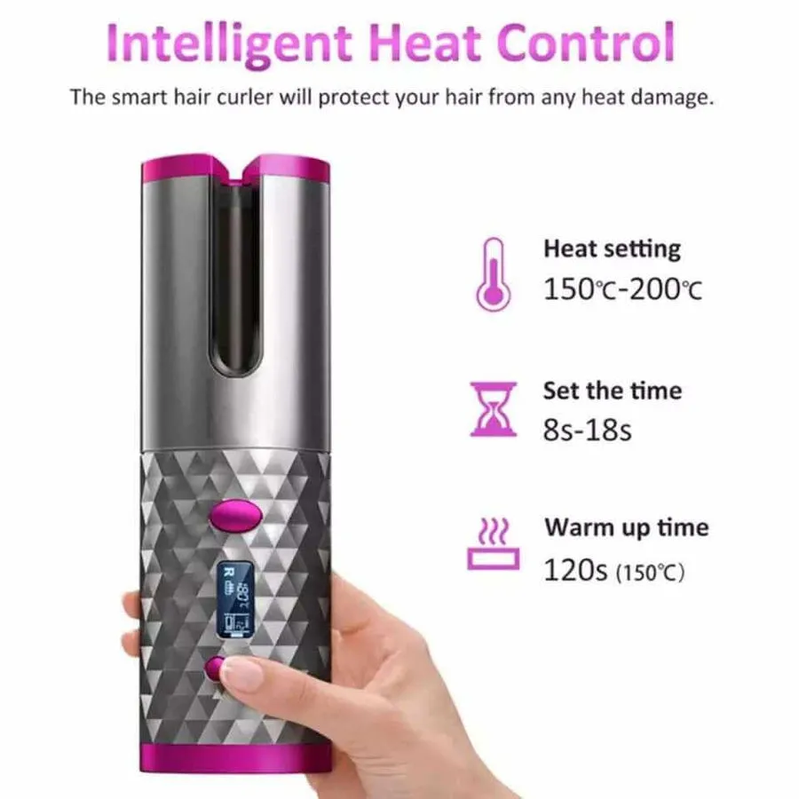 Cordless Auto Rotating Waver Hair Curling Iron