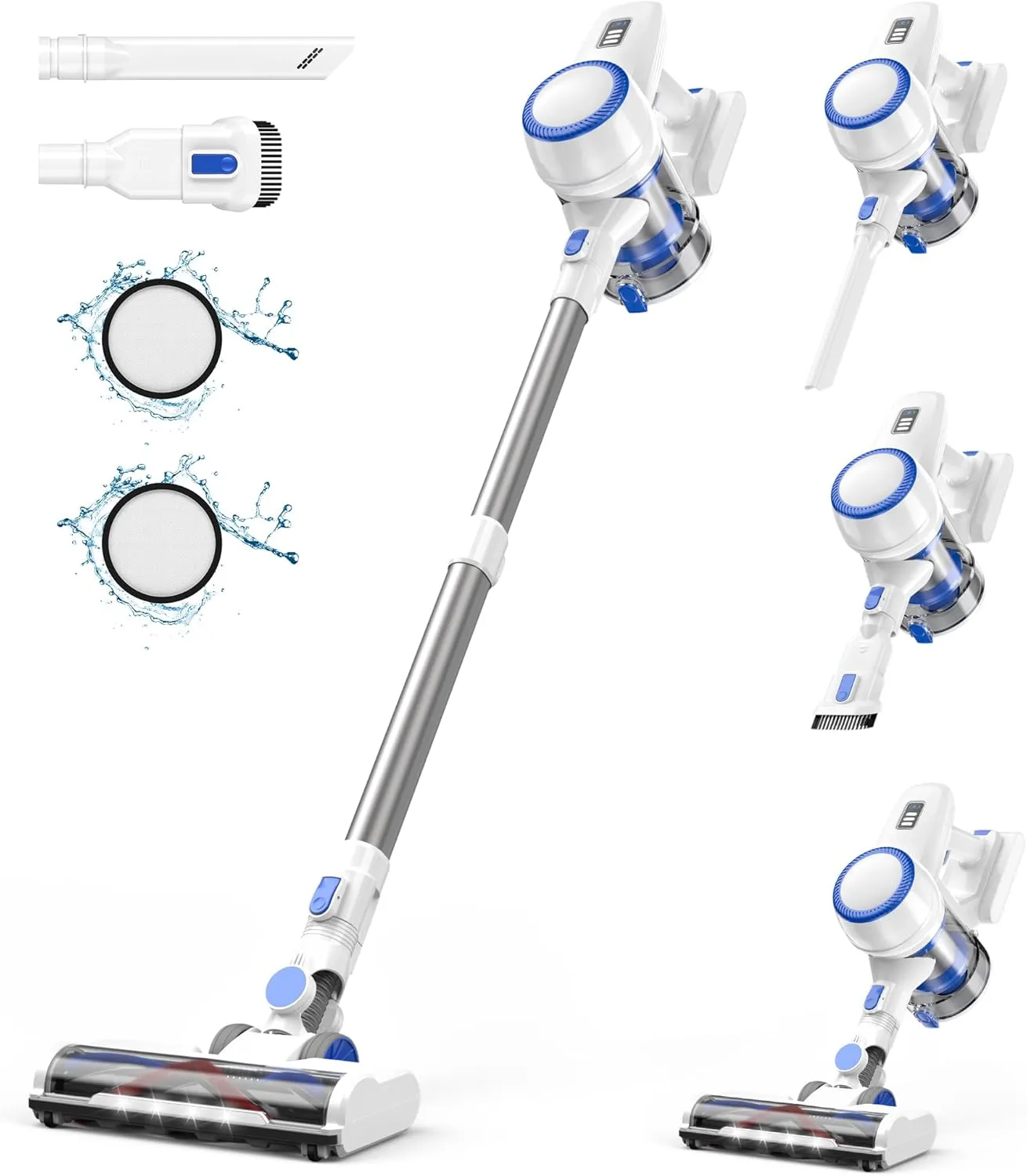 Cordless Vacuum Cleaner, 26Kpa Home Stick Vacuum, Smart Display | 1.2L Dust Cup | Anti-Tangled | 45mins Runtime, Rechargeable Handheld Vavuum for Pet Hair/Carpet/Hard Floor