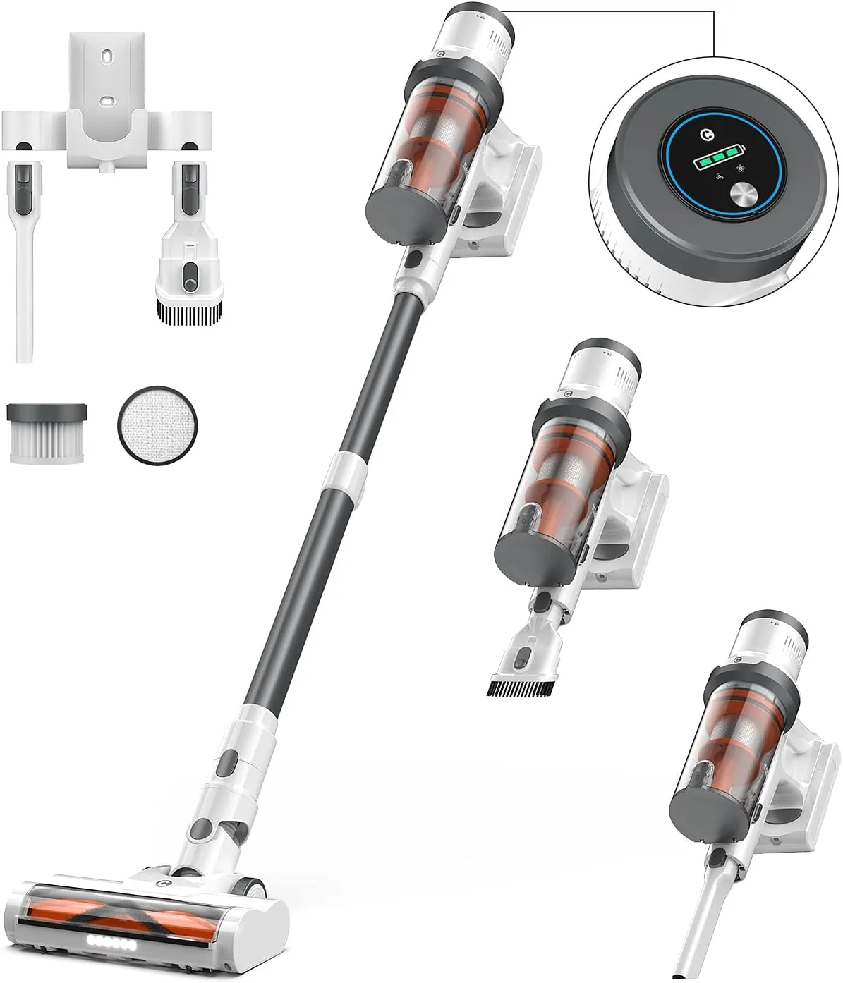 Cordless Vacuum Cleaner, 40Kpa Vacuum Cleaners for Home, Max 50 Mins Runtime, Anti-Tangled & 1.6L Dust Cup Stick Vacuum, Lightweight Vacuum for Carpet, Hard Floor