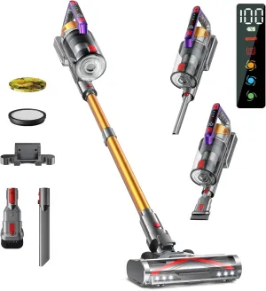 Cordless Vacuum Cleaner, 550W/45KPA Self-Standing Vacuum Cleaners for Home, Max 60Mins Anti-Tangle Stick Vacuum with Aromatherapy, Dual-Handheld Lightweight Vacuum for Pet Hair, Carpets, Hardwood