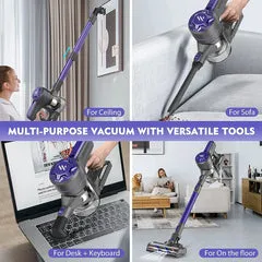 Cordless Vacuum Cleaner with HEPA Filtration, Powerful Suction, LED