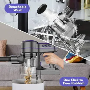 Cordless Vacuum Cleaner with HEPA Filtration, Powerful Suction, LED