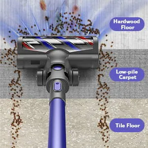 Cordless Vacuum Cleaner with HEPA Filtration, Powerful Suction, LED