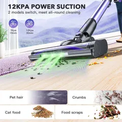 Cordless Vacuum Cleaner with HEPA Filtration, Powerful Suction, LED