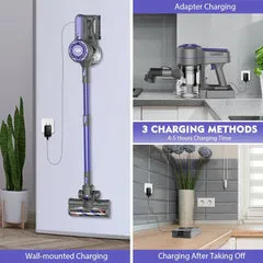 Cordless Vacuum Cleaner with HEPA Filtration, Powerful Suction, LED