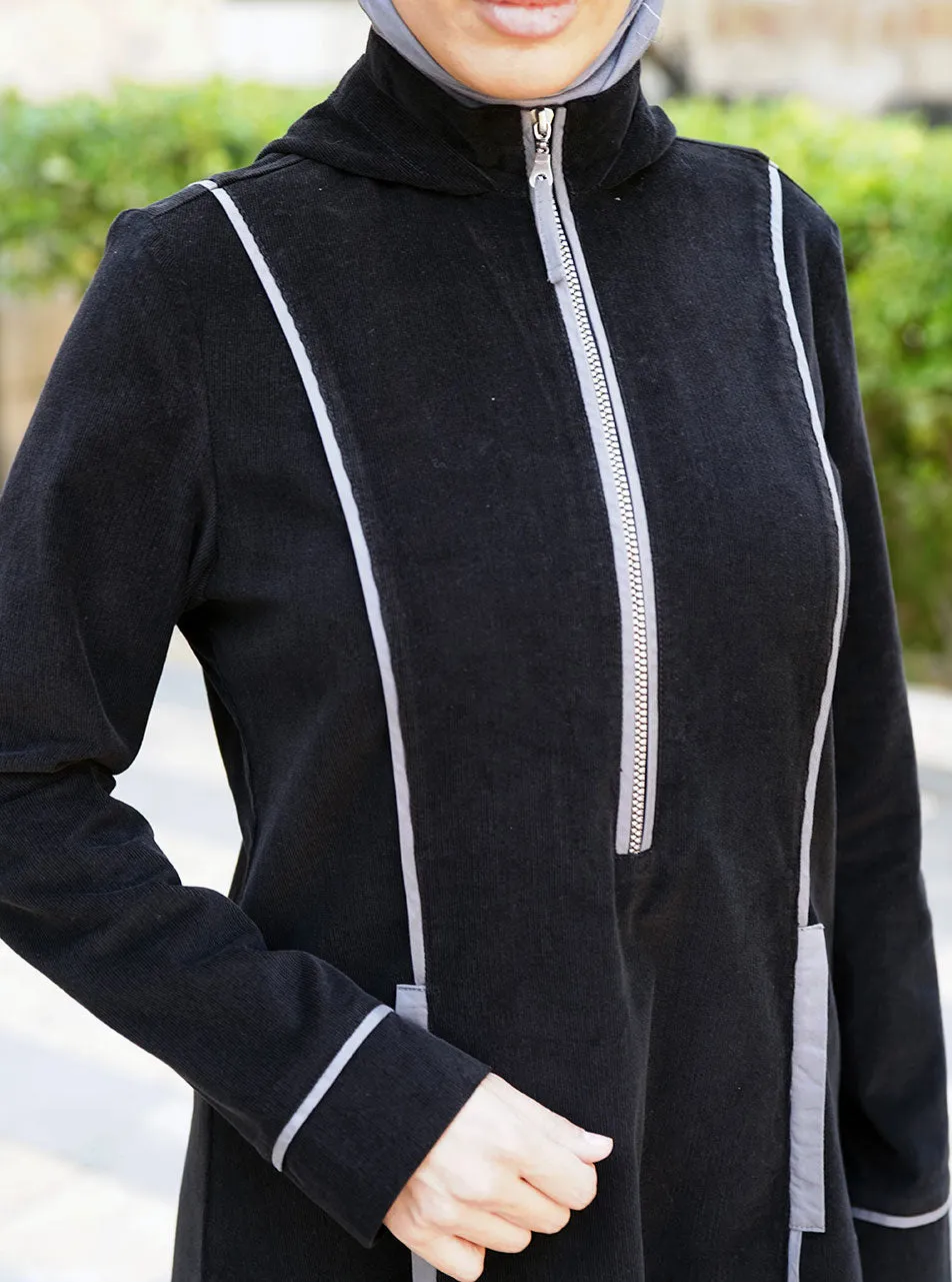 Corduroy Hooded Maxi Dress