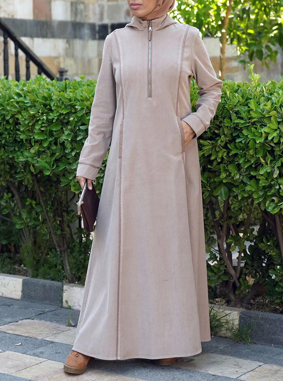 Corduroy Hooded Maxi Dress