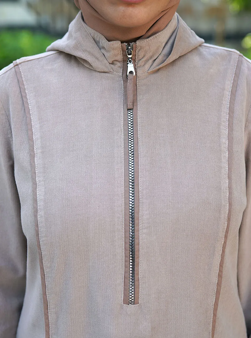 Corduroy Hooded Maxi Dress