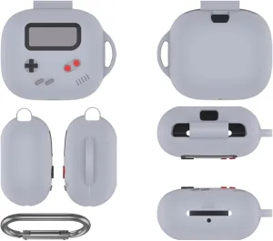 Cute Silicone Protective Case for Pro 2 Earbuds - Gray Gaming-Style Cover with Accessories Compatibility