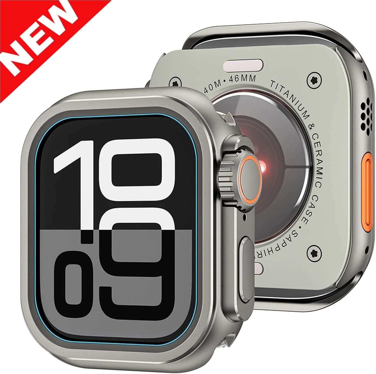 DASEB Metal Bumper Case for Apple Watch 46mm 45mm 44mm Protector Frame Cover for iWatch Series 10 9 8 7 6 5 SE Change to Ultra 2 49mm(Bright Silver,44mm)