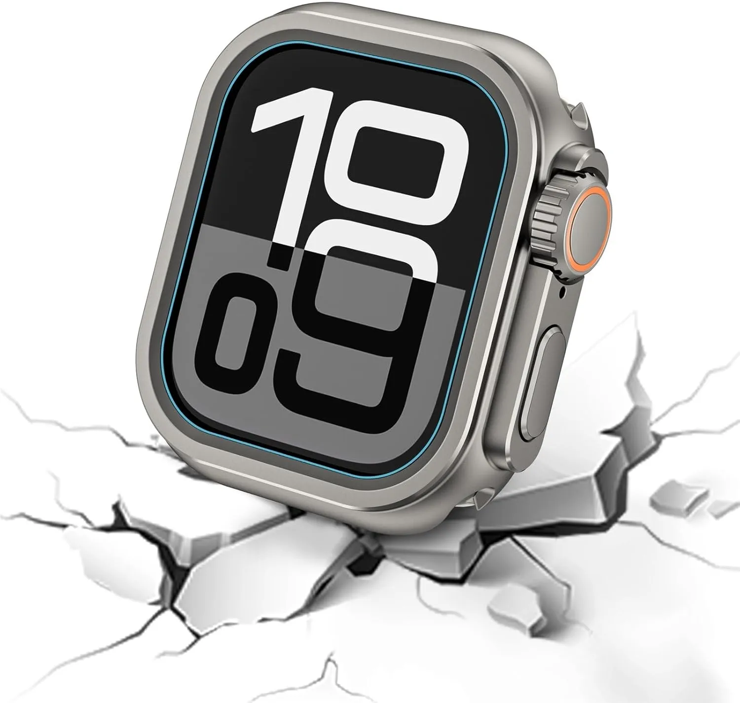 DASEB Metal Bumper Case for Apple Watch 46mm 45mm 44mm Protector Frame Cover for iWatch Series 10 9 8 7 6 5 SE Change to Ultra 2 49mm(Bright Silver,44mm)