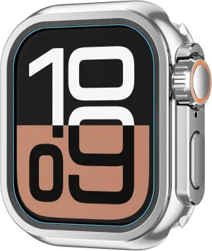 DASEB Metal Bumper Case for Apple Watch 46mm 45mm 44mm Protector Frame Cover for iWatch Series 10 9 8 7 6 5 SE Change to Ultra 2 49mm(Bright Silver,44mm)