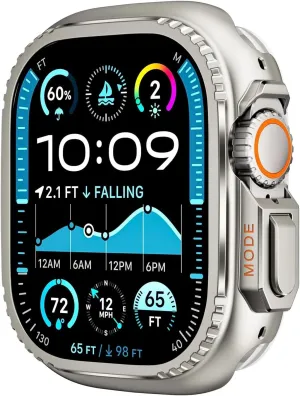 DASEB Metal Cover for Apple Watch Ultra 2 S10 42mm S10 46m 49mm 45mm Case Frame Protective Bumper iWatch Series 9 8 7 6 5 SE 44MM Bezel Change to Ultra(Titanium,45mm)