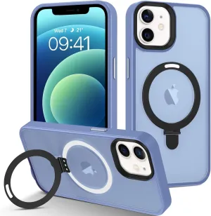 DOMAVER Magnetic Case for iPhone 12/12 Pro with Stand [Compatible with Magsafe] Matte Shockpfoof Protective Slim Cover with Kickstand for Men Boys- Blue