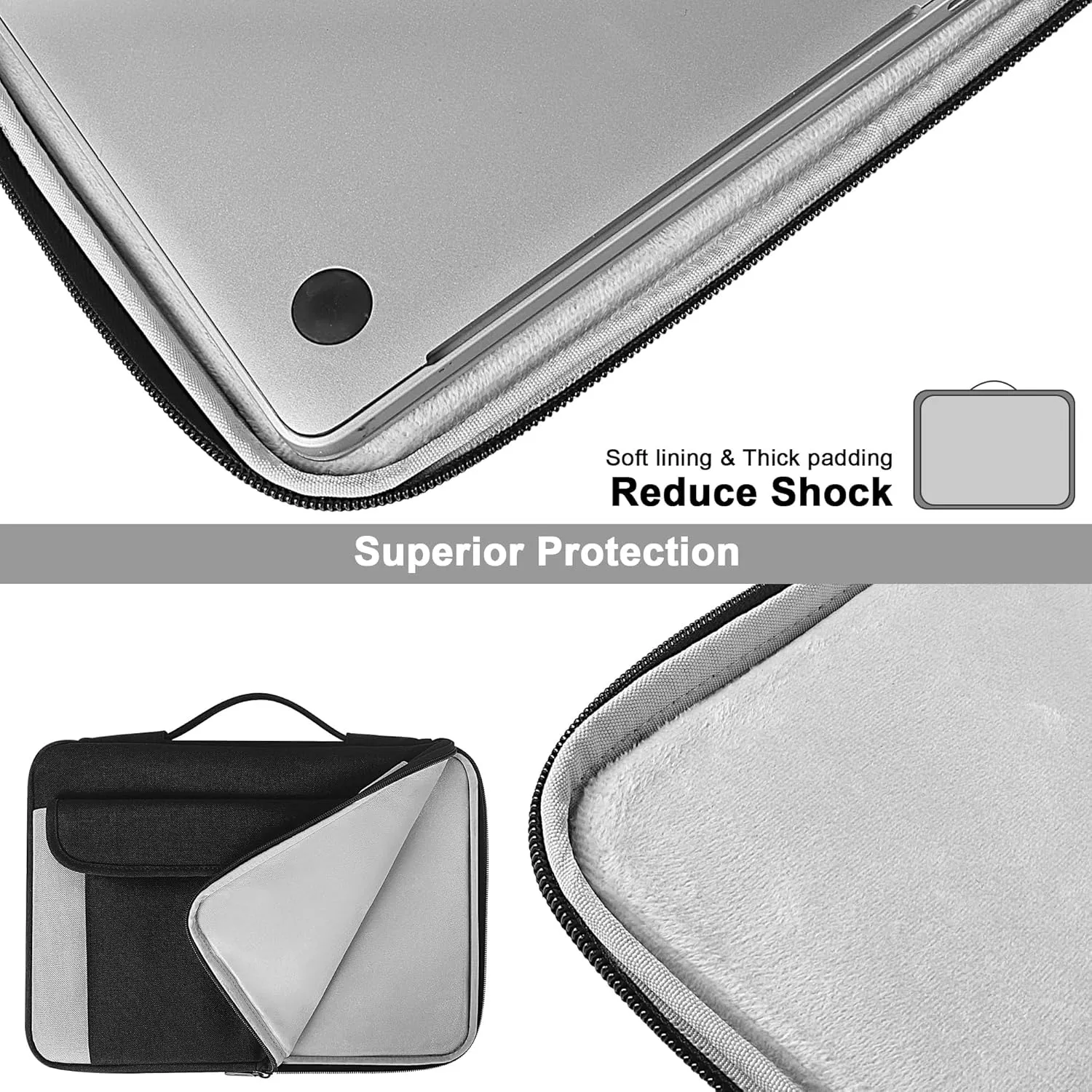 DOMISO 15.6 Inch Waterproof Laptop Sleeve with Retractable Handle Portable Tablet Case Bag for 15.6" Laptops/Lenovo Yoga 720 IdeaPad 310 320 / Acer Aspire E15 / HP ENVY 15 / Dell XPS 15, Black