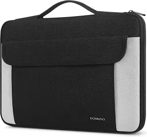DOMISO 15.6 Inch Waterproof Laptop Sleeve with Retractable Handle Portable Tablet Case Bag for 15.6" Laptops/Lenovo Yoga 720 IdeaPad 310 320 / Acer Aspire E15 / HP ENVY 15 / Dell XPS 15, Black