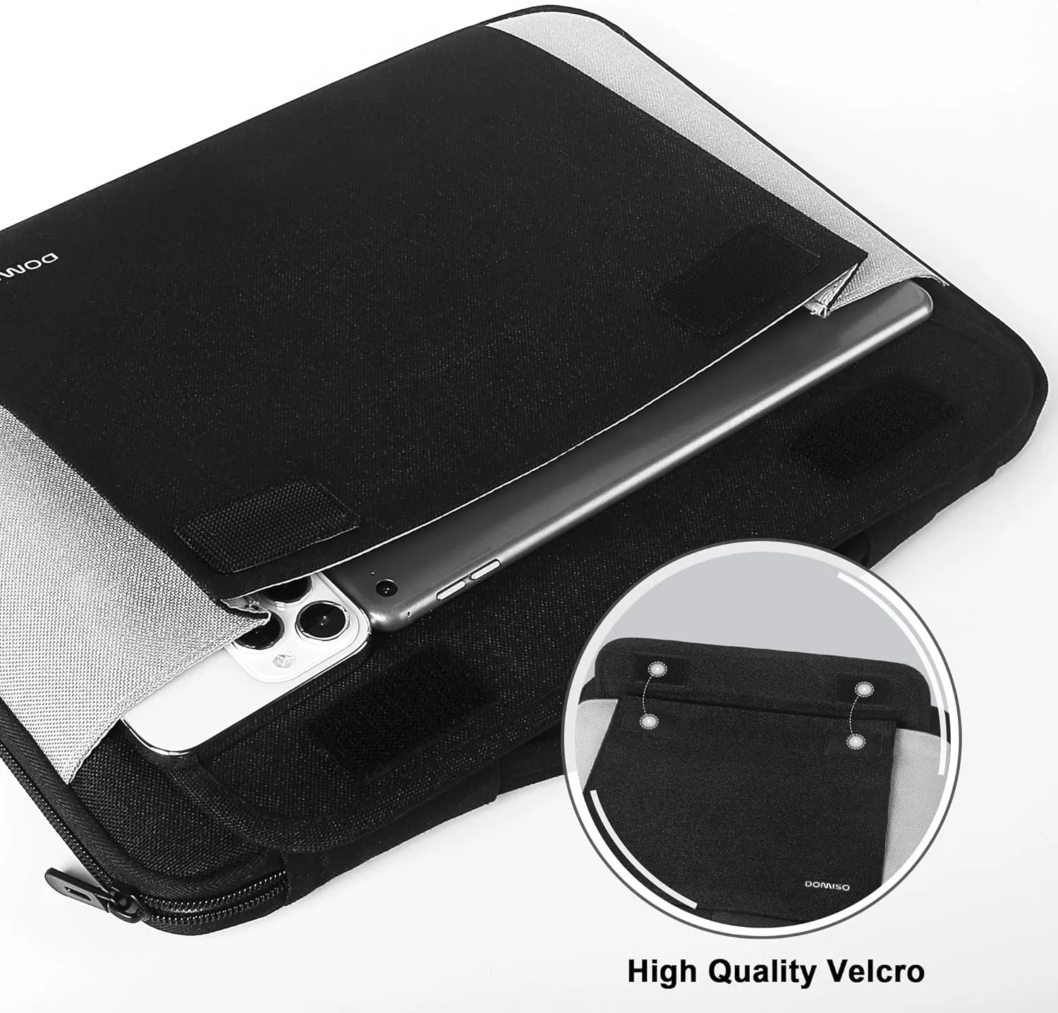 DOMISO 15.6 Inch Waterproof Laptop Sleeve with Retractable Handle Portable Tablet Case Bag for 15.6" Laptops/Lenovo Yoga 720 IdeaPad 310 320 / Acer Aspire E15 / HP ENVY 15 / Dell XPS 15, Black