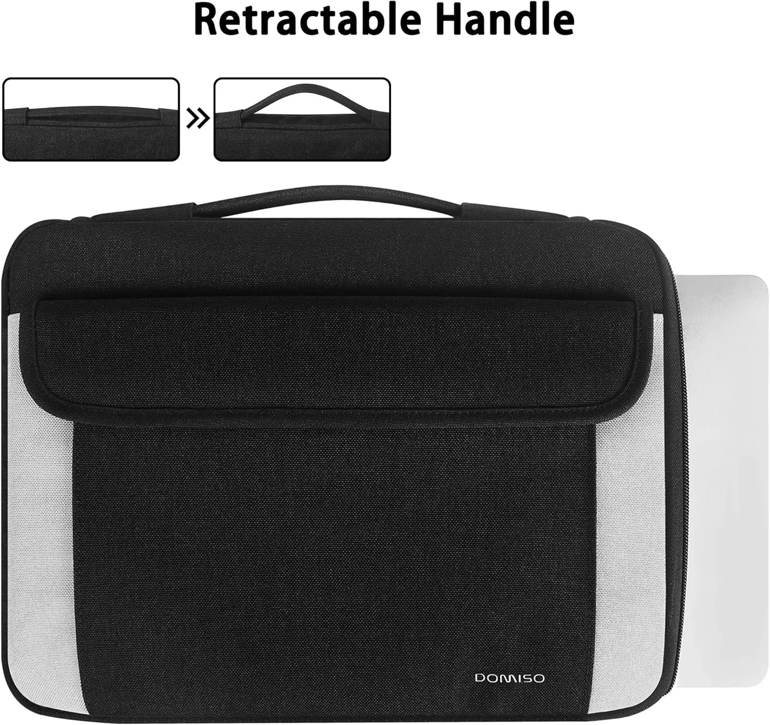 DOMISO 15.6 Inch Waterproof Laptop Sleeve with Retractable Handle Portable Tablet Case Bag for 15.6" Laptops/Lenovo Yoga 720 IdeaPad 310 320 / Acer Aspire E15 / HP ENVY 15 / Dell XPS 15, Black