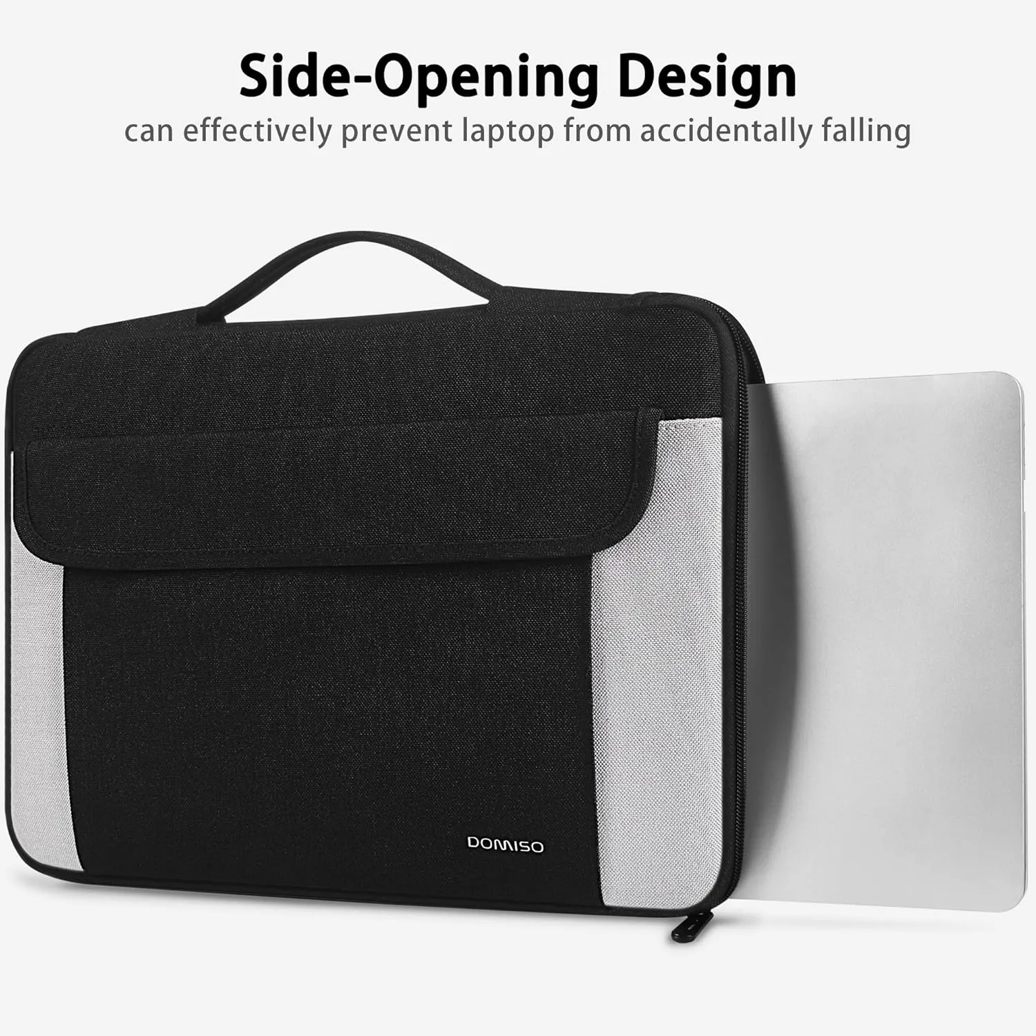 DOMISO 15.6 Inch Waterproof Laptop Sleeve with Retractable Handle Portable Tablet Case Bag for 15.6" Laptops/Lenovo Yoga 720 IdeaPad 310 320 / Acer Aspire E15 / HP ENVY 15 / Dell XPS 15, Black