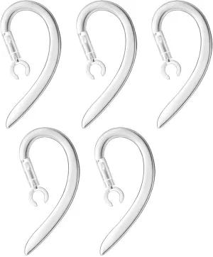 Ear Hooks 360 Rotatable Multi-Dimensional Adjustable Soft Silicone Universal Bluetooth Headset Clips Anti-Slip Sports Clamp Loop Replacement 5Pcs 6mm, Transparent