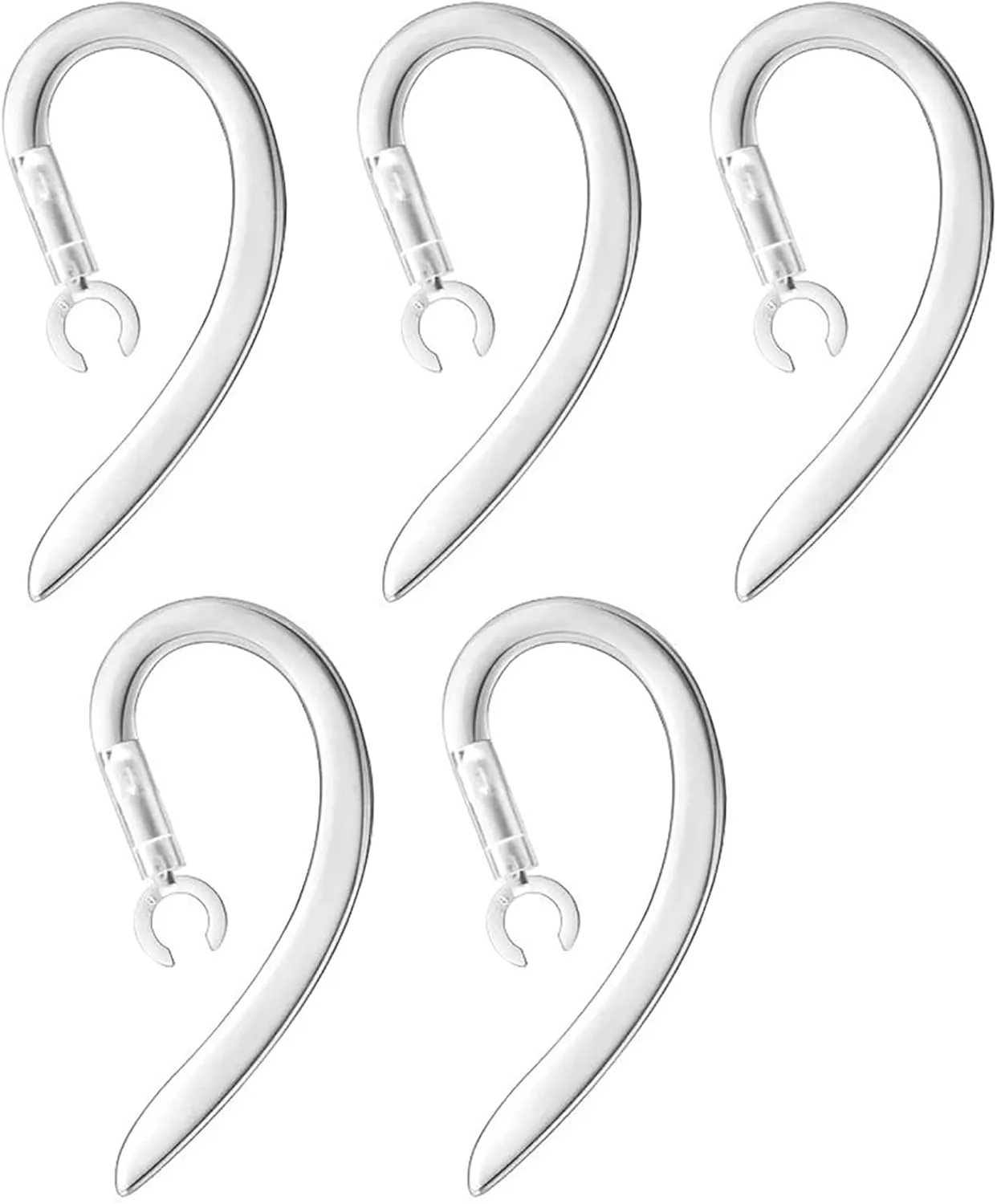 Ear Hooks 360 Rotatable Multi-Dimensional Adjustable Soft Silicone Universal Bluetooth Headset Clips Anti-Slip Sports Clamp Loop Replacement 5Pcs 6mm, Transparent