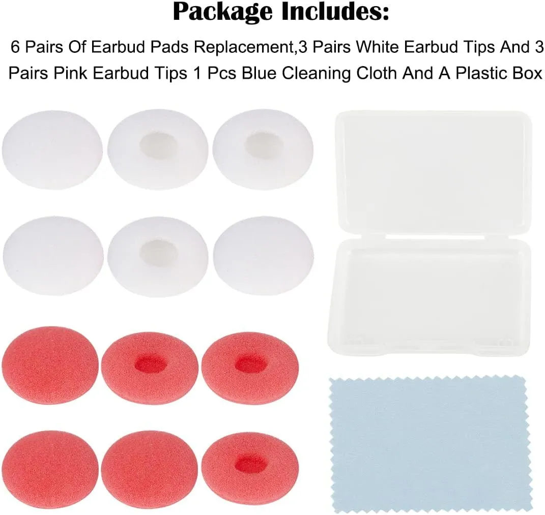 Earbud Tips Earbuds Replacement Tips Foam Ear Tips Replacement Earbud Tips Earbud Replacement Tips Headphone Earbud Tips Ear Covers Compatible with Sennheiser MX500 Earphones White Pink 6 Pairs