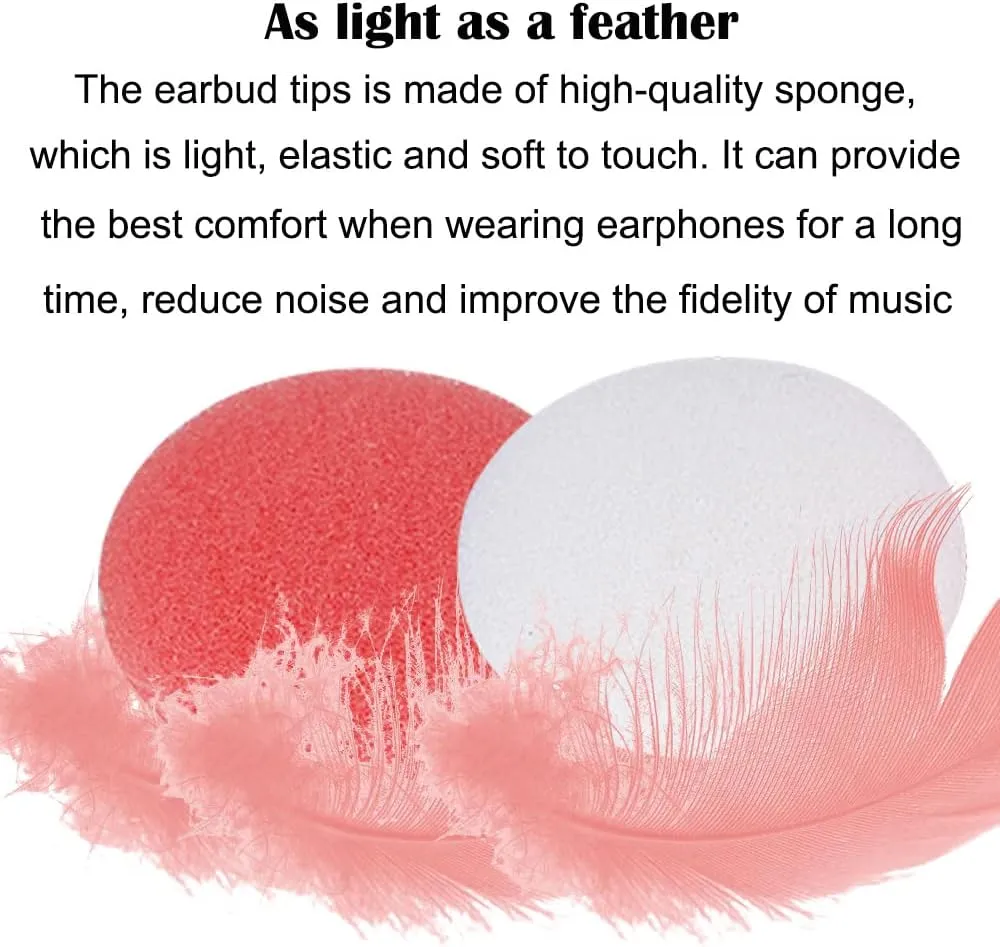 Earbud Tips Earbuds Replacement Tips Foam Ear Tips Replacement Earbud Tips Earbud Replacement Tips Headphone Earbud Tips Ear Covers Compatible with Sennheiser MX500 Earphones White Pink 6 Pairs