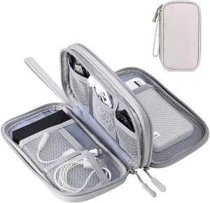 Electronic Travel Cable Organizer Pouch,Tech Bag,Portable Electronic Accessories Carry Case,Waterproof Double Layers Pouch for USB Drives,Power Adapter,Charger,Earphones etc,Gray