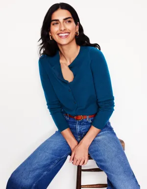 Eva Cashmere Crew Cardigan-Harbour Blue